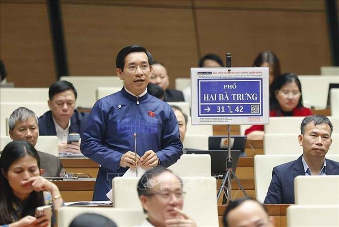 NA deputy Nguyen Van Canh from Binh Dinh province speaks at the discussion. VNA Photo: Doãn Tấn