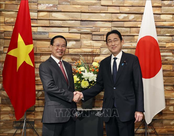 Vietnamese President Vo Van Thuong and Japanese Prime Minister Kishida Fumio hold talks in Tokyo on November 27. VNA Photo: Thống Nhất