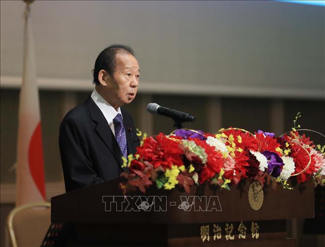 Ông Nikai Toshihiro, Chủ tịch Liên minh Nghị sỹ Hữu nghị Nhật Bản – Việt Nam phát biểu. Ảnh: Thống Nhất – TTXVN
