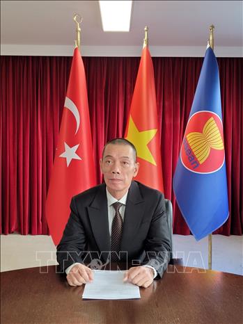 Đại sứ Đỗ Sơn Hải trả lời phỏng vấn của phóng viên TTXVN. Ảnh: TTXVN