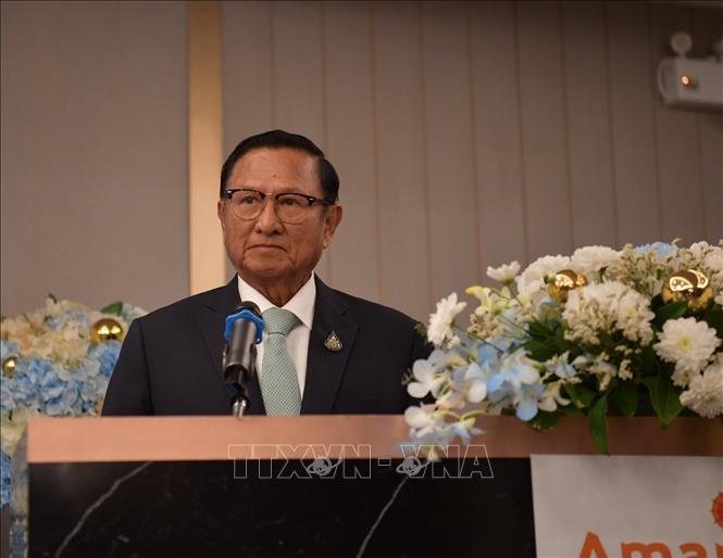 Vice President of the Thai Senate Supachai Somcharoen speaks at the launching ceremony. VNA Photo: Đỗ Sinh 