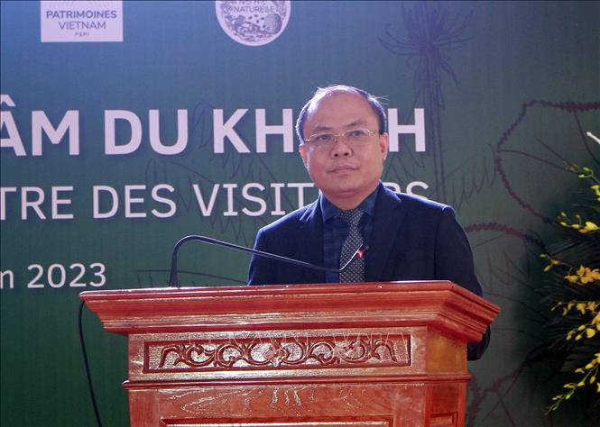 Giám đốc Vườn Quốc gia Cúc Phương Nguyễn Văn Chính phát biểu tại lễ khánh thành. Ảnh: Thùy Dung - TTXVN