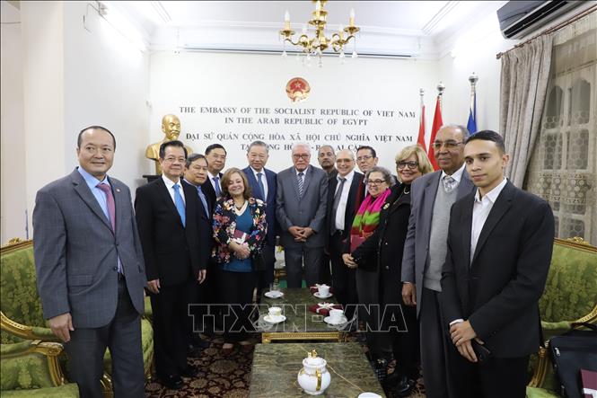 Minister of Public Security To Lam holds talks with General Secretary of the Egyptian Communist Party Salah Adly Abdelhafiz and General Secretary of the Egyptian Socialist Party Ahmed Bahaa El Shafey. VNA Photo: Nguyễn Trường 