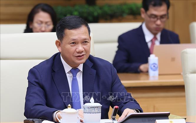 Thủ tướng Campuchia Hun Manet phát biểu. Ảnh: Dương Giang-TTXVN
