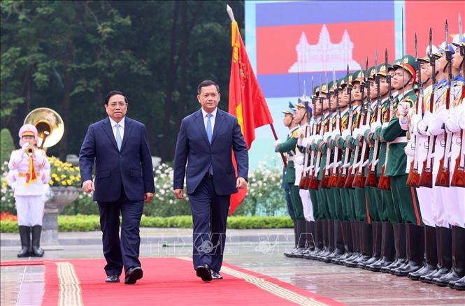 A view of the welcome ceremony. VNA Photo: Dương Giang 