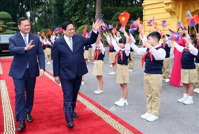 A view of the welcome ceremony. VNA Photo: Dương Giang 