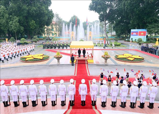 A view of the welcome ceremony. VNA Photo: Dương Giang 