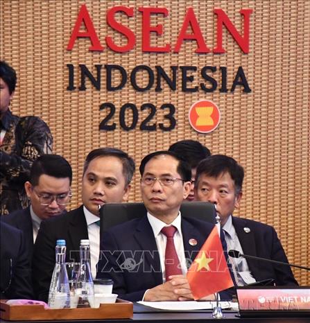 Bộ trưởng Ngoại giao Bùi Thanh Sơn dự Hội nghị Bộ trưởng Ngoại giao ASEAN và Nhật Bản tại Jakarta, Indonesia (2023). Ảnh: Đào Trang - TTXVN 