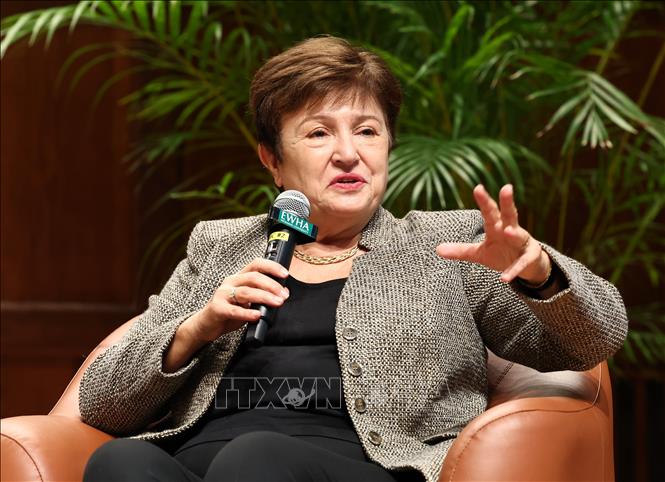 Tổng Giám đốc IMF Kristalina Georgieva phát biểu tại Seoul, Hàn Quốc ngày 15/12/2023. Ảnh: Yonhap/TTXVN