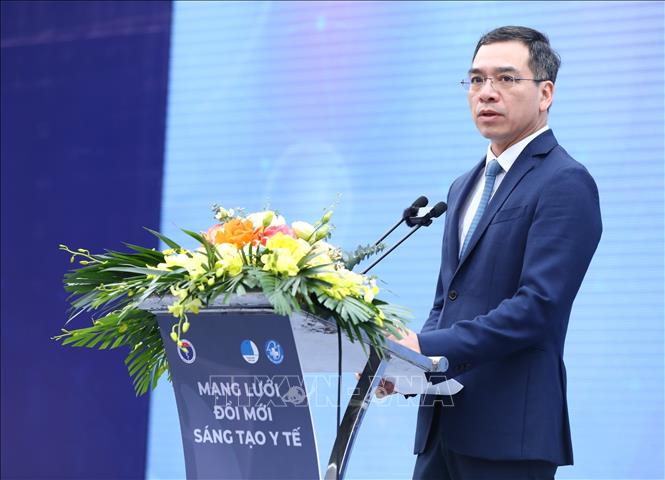 Tiến sĩ, bác sĩ Hà Anh Đức, Chủ tịch Hội Thầy thuốc trẻ Việt Nam phát biểu. Ảnh: Minh Đức - TTXVN