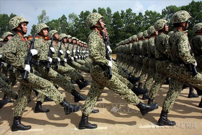 Bộ đội Đặc công tham gia tổng duyệt Đại lễ 1000 năm Thăng Long-Hà Nội. Ảnh: Trọng Đức-TTXVN