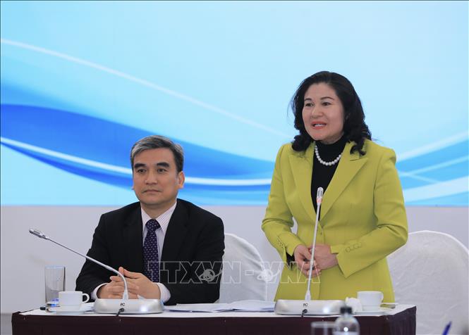 Thứ trưởng Bộ Lao động - Thương binh và Xã hội Nguyễn Thị Hà phát biểu chỉ đạo. Ảnh: Hoàng Hiếu - TTXVN