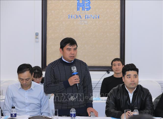 Phó Tổng cục trưởng Tổng cục Giáo dục nghề nghiệp Phạm Vũ Quốc Bình tham luận tại hội nghị. Ảnh: Hoàng Hiếu - TTXVN