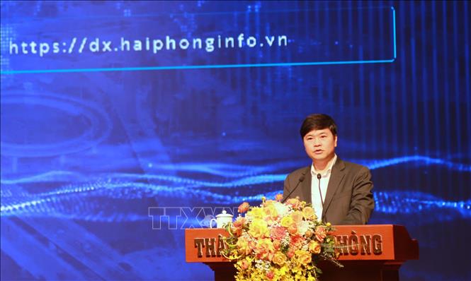 Phó Chủ tịch Ủy ban nhân dân thành phố Hải Phòng Hoàng Minh Cường phát biểu. Ảnh: Minh Thu -  TTXVN