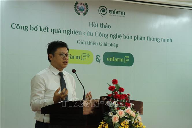 Tiến sỹ Nguyễn Quốc Toản, Giám đốc Trung tâm Chuyển đổi số và Thống kê Nông nghiệp (Bộ Nông nghiệp và Phát triển nông thôn), phát biểu tại Hội thảo. Ảnh: Anh Dũng - TTXVN