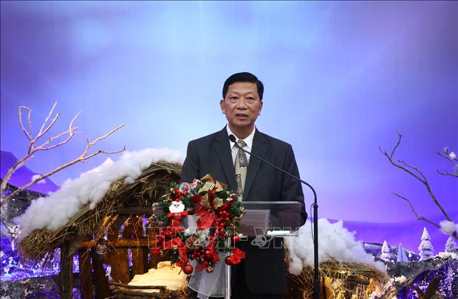 Pastor Nguyen An Dien, Chairman of the Vietnam Baptist Union, speaks at the ceremony. VNA Photo: Anh Tuấn