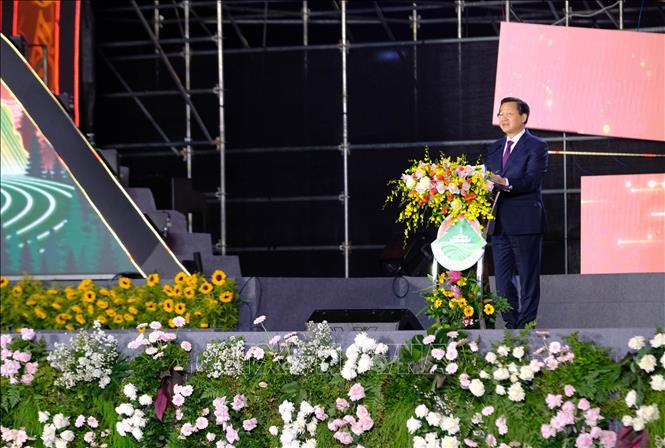 Phó Thủ tướng Chính phủ Lê Minh Khái phát biểu tại Lễ kỷ niệm. Ảnh: Nguyễn Dũng - TTXVN