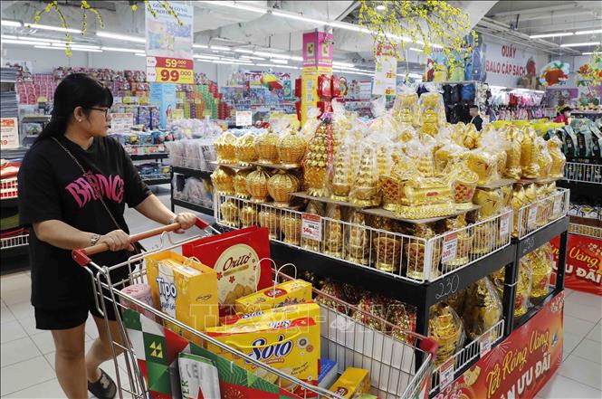 Đa dạng hàng hóa phục vụ Tết tại Siêu thị Go!, Big C Thăng Long, Hà Nội. Ảnh: Trần Việt - TTXVN