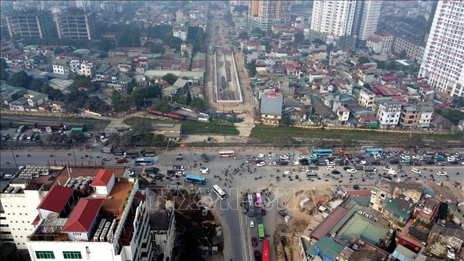 Công trình do Ban Quản lý dự án Đầu tư xây dựng công trình giao thông TP Hà Nội là chủ đầu tư. Nhà thầu là liên danh Công ty cổ phần Tập đoàn Cienco 4 - Công ty cổ phần Đầu tư và xây dựng công trình 3. Ảnh: Huy Hùng - TTXVN 