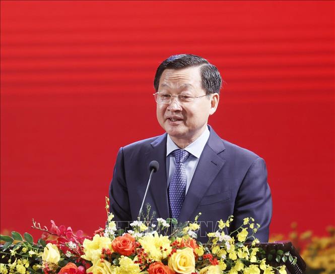 Vietnamese Deputy Prime Minister Le Minh Khai speaks at the ceremony. VNA Photo: Thống Nhất