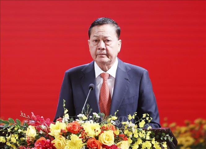 Cambodian Deputy PM Neth Savoeun speaks at the ceremony. VNA Photo: Thống Nhất