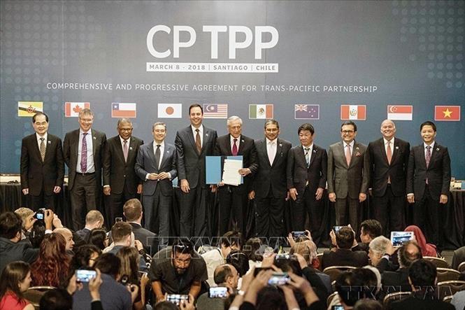 Lễ ký Hiệp định Đối tác toàn diện và tiến bộ xuyên Thái Bình Dương (CPTPP) ở Santiago (Chile), ngày 8/3/2018. Ảnh: THX/ TTXVN