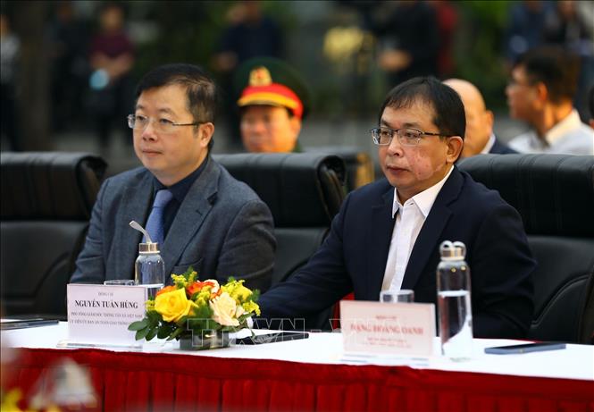 Các đại biểu tham dự Lễ phát động ra quân Năm An toàn giao thông 2024. Ảnh: Huy Hùng - TTXVN