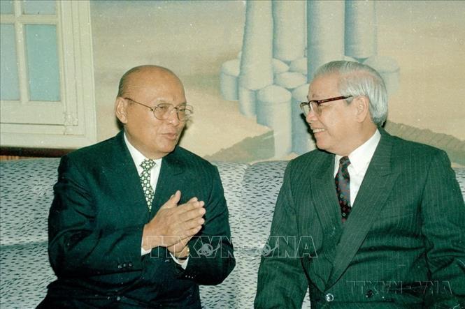 Thủ tướng Võ Văn Kiệt tiếp cố vấn Chính phủ Indonesia Bustanil Arifin thăm Việt Nam (4/3/1994). Ảnh: Minh Đạo - TTXVN