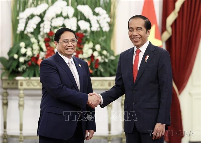 Thủ tướng Phạm Minh Chính hội kiến Tổng thống Indonesia Joko Widodo (Jakartaa, 4/9/2023). Ảnh: Dương Giang-TTXVN