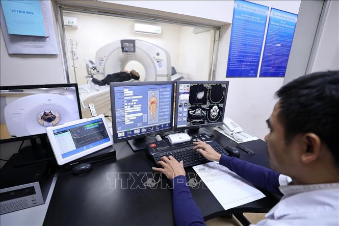 Phòng chụp cắt lớp vi tính 128 dãy – CT Scan thuộc khoa chẩn đoán hình ảnh (Bệnh viện Lão khoa Trung ương). Ảnh: Minh Quyết – TTXVN