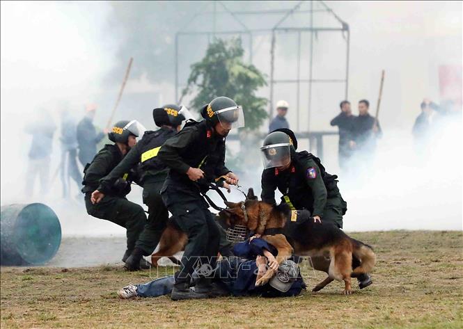 A rehearsal by the policemen at the inauguration ceremony. VNA Photo: Phạm Kiên