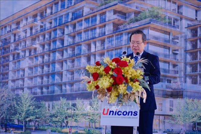 Phó Chủ tịch UBND tỉnh Bình Dương Nguyễn Văn Dành phát biểu tại lễ động thổ. Ảnh: Huyền Trang -TTXVN 