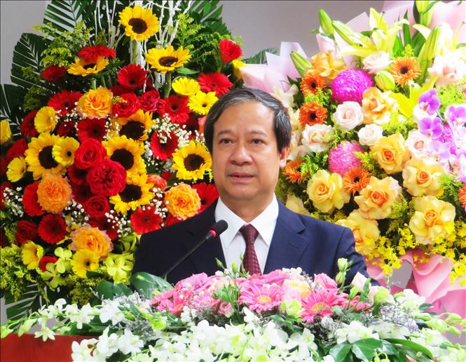 Bộ trưởng Bộ Giáo dục và Đào tạo Nguyễn Kim Sơn phát biểu tại buổi lễ. Ảnh: Ánh Tuyết - TTXVN