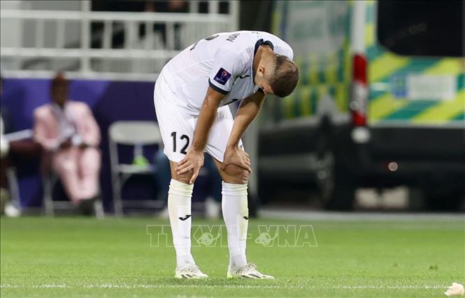 Nỗi buồn thua trận của các cầu thủ Kyrgyzstan. Ảnh: Hoàng Linh - PV TTXVN từ Qatar