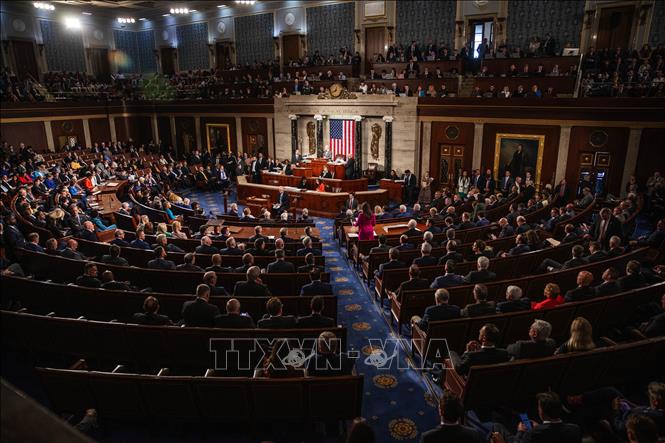 (Tư liệu) Toàn cảnh một phiên họp của Hạ viện Mỹ ở Washington, D.C., ngày 17/10/2023. Ảnh: THX/TTXVN