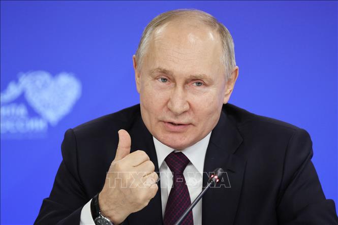 Tổng thống Nga Vladimir Putin phát biểu tại Moskva ngày 16/1/2024. Ảnh: AFP/TTXVN