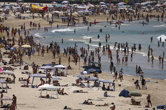 (Tư liệu) Người dân tắm biển tại bãi biển Bondi ở Sydney, Australia. Ảnh: AFP/TTXVN