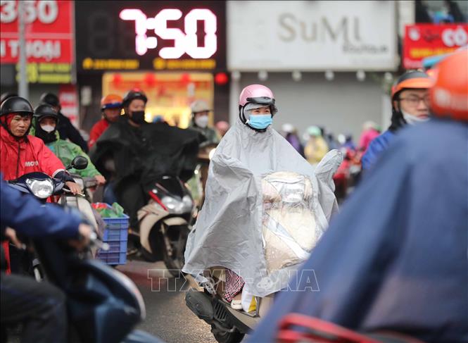 Hà Nội sáng 22/1/2204 rét đậm kèm theo mưa. Ảnh: Thanh Tùng - TTXVN 