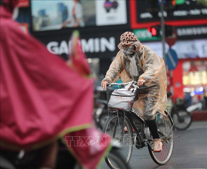 Hà Nội sáng 22/1/2204 rét đậm kèm theo mưa. Ảnh: Thanh Tùng - TTXVN 