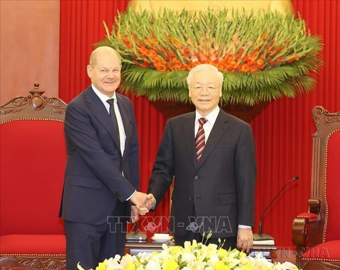 Tổng Bí thư Nguyễn Phú Trọng tiếp Thủ tướng Đức Olaf Scholz thăm chính thức Việt Nam (Hà Nội, 13/11/2022). Ảnh: Trí Dũng – TTXVN
