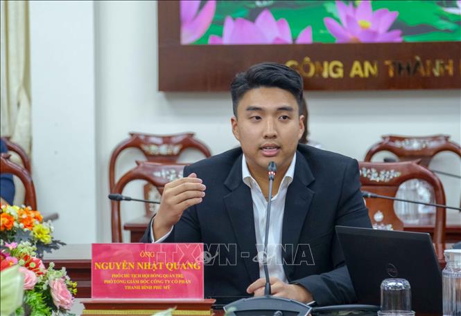 Ông Nguyễn Nhật Quang, Phó Chủ tịch HĐQT, Phó Tổng Giám đốc Công ty Cổ phần Thanh Bình Phú Mỹ phát biểu tại buổi làm việc. Ảnh: Thanh Liêm - TTXVN