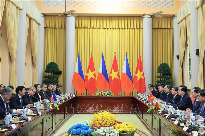 Chủ tịch nước Võ Văn Thưởng hội đàm với Tổng thống Philippines Ferdinand Marcos Jr. Ảnh: Thống Nhất – TTXVN
