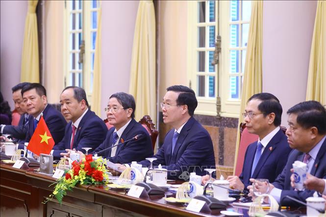 Chủ tịch nước Võ Văn Thưởng phát biểu. Ảnh: Văn Điệp - TTXVN