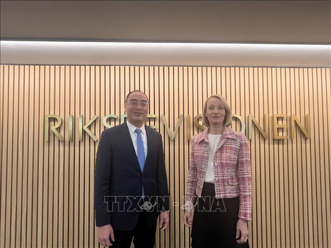 Deputy Auditor General Bui Quoc Dung and Deputy Auditor General of the Swedish NAO Claudia Gardberg Morne. VNA/Photo by courtesy
