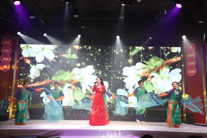 An art performance by artists from Ho Chi Minh City's art troupe at the Vietnamese Embassy in the Czech Republic. VNA Photo: Việt Dũng