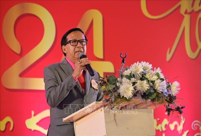 Vice Chairman of the Vietnamese Association in Thailand Tran Van Sau speaks at the celebration. VNA Photo