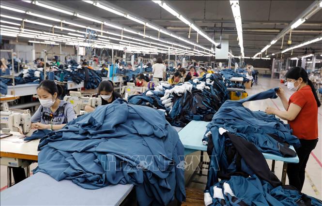 May hàng xuất khẩu tại Xí nghiệp May 2, Công ty May Hồ Gươm, thị xã Mỹ Hào, tỉnh Hưng Yên. Ảnh: Trần Việt - TTXVN