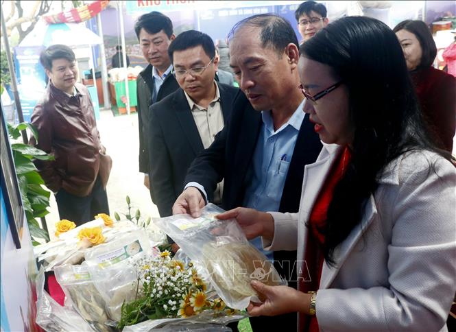 Đại biểu, nhân dân thăm quan các gian hàng OCOP Quảng Ninh. Ảnh: Văn Đức - TTXVN
