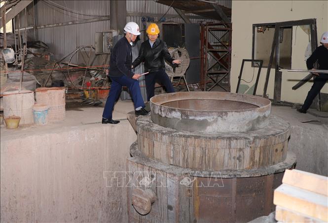 Khu vực xảy ra vụ tai nạn lao động tại Nhà máy luyện thép thuộc Công ty Cổ phần Luyện kim đen Thái Nguyên. Ảnh: Quân Trang - TTXVN