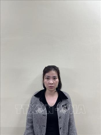 Bị can Hoàng Thị Tuyết Hạnh, sinh năm 1987; nơi ở hiện nay: xã Tam Hồng, huyện Yên Lạc, Vĩnh Phúc; nghề nghiệp: Kế toán viên Công ty CP Tập đoàn Phúc Sơn. Ảnh: TTXVN phát

